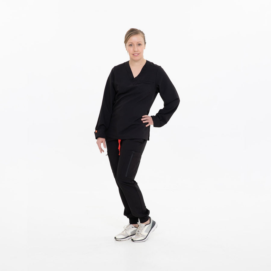 Women's Long Sleeve Antimicrobial Under Scrub Top - Charcoal Grey